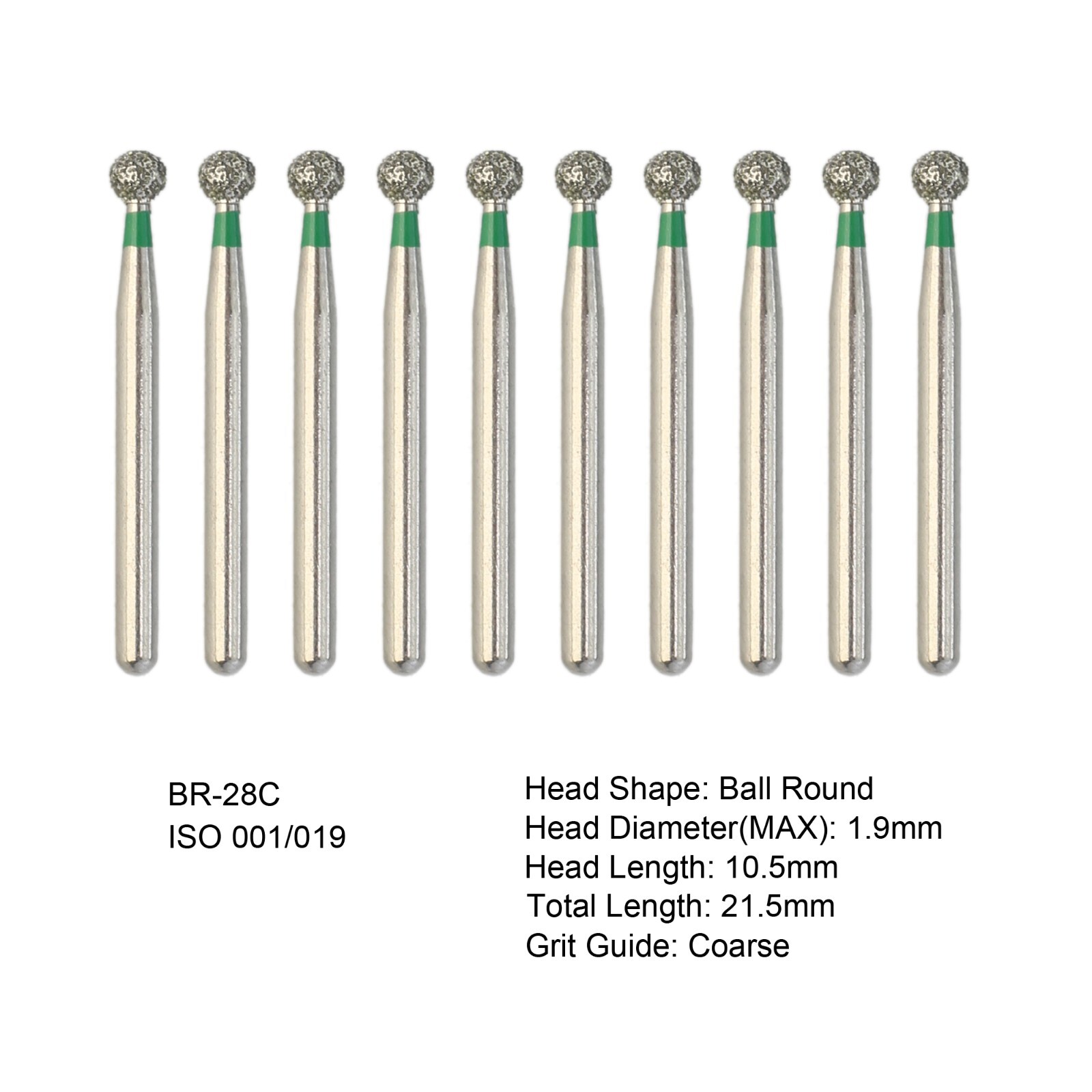 Dental Diamond Burs FG For High Speed Handpiece Ball Round Coarse BR-28C 001/019