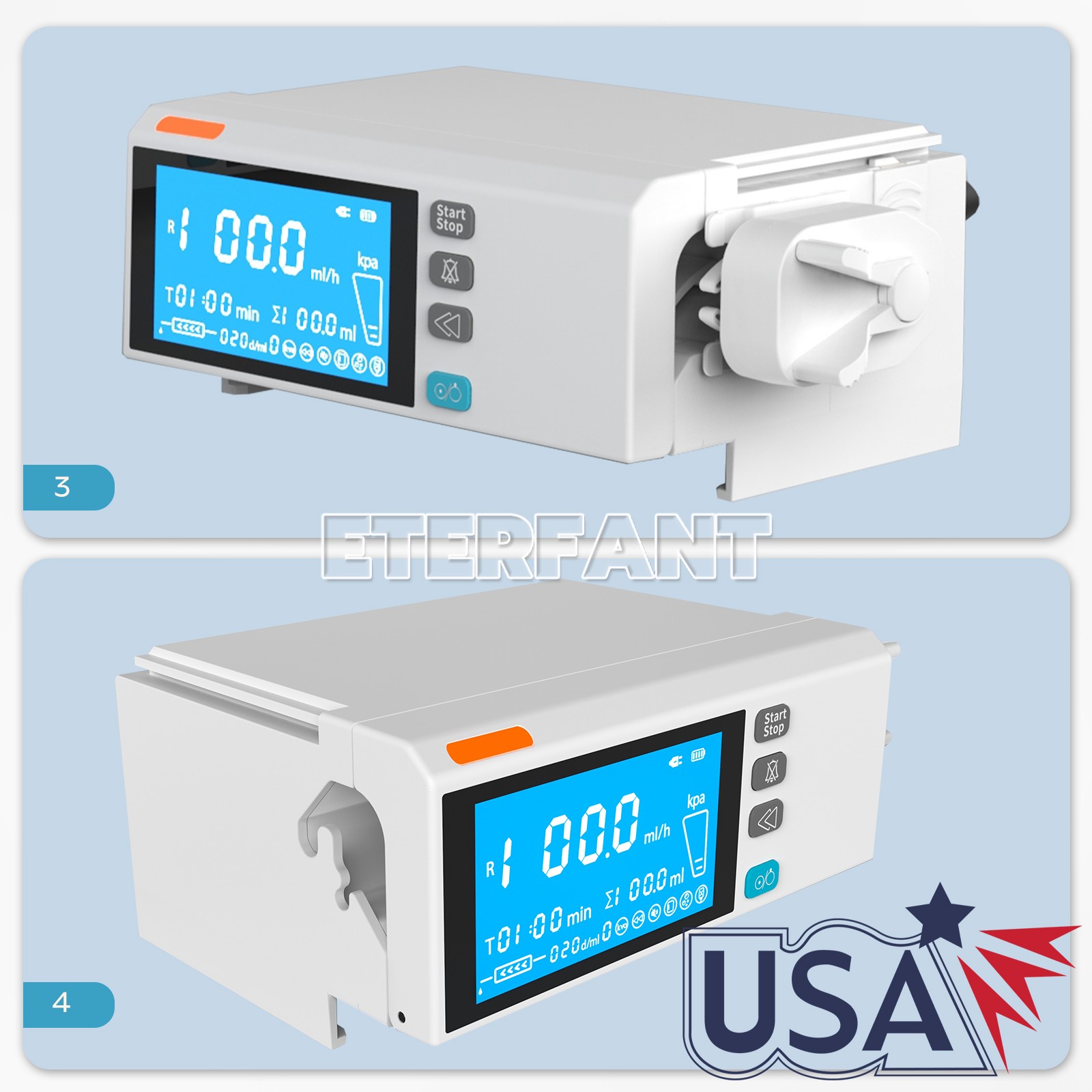 4.3inch Touch Screen Infusion Pump Stackable Type with Alarm for Human Use