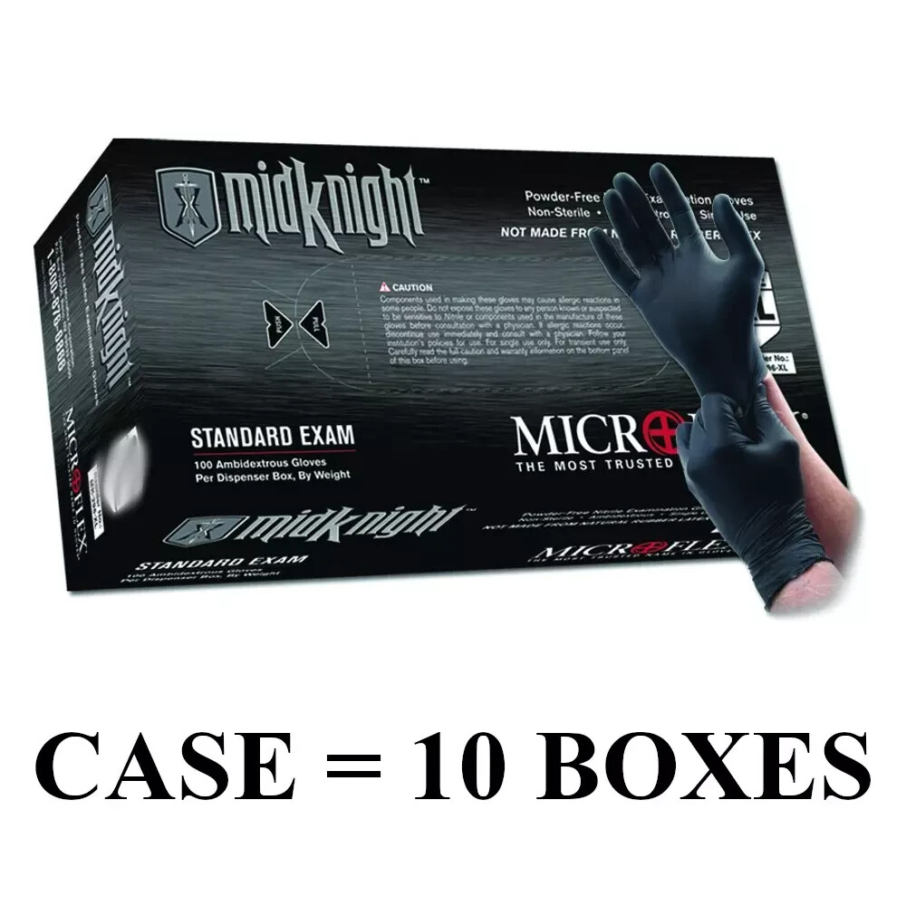 Microflex MIDKNIGHT Nitrile Gloves Powder Free MK296S CASE ( 10 BOXES) SMALL