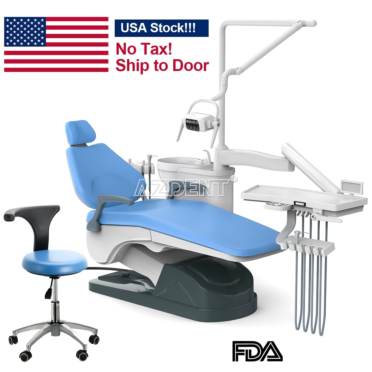 Dental Lab Unit Chair Computer Controlled DC Motor PU Hard Leather+Doctor Stool