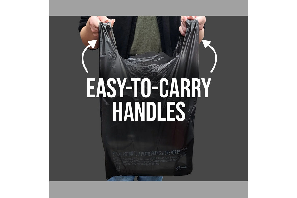 Black T-Shirt Carryout Bags 11.5″x6.5″x22″ 1000 Count Durable Bulk