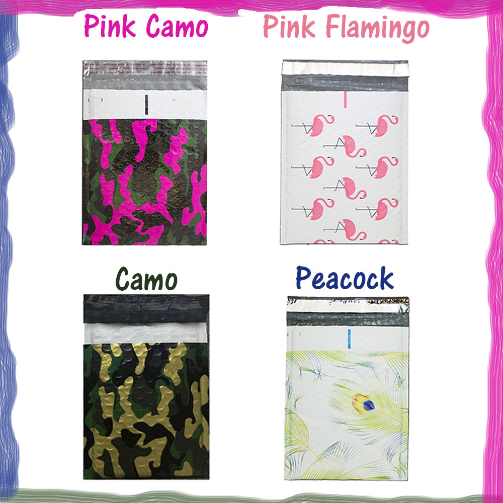 6×10 METALLIC BUBBLE MAILER, POLY BUBBLE Design Padded Shipping Bags, Pink,Teal