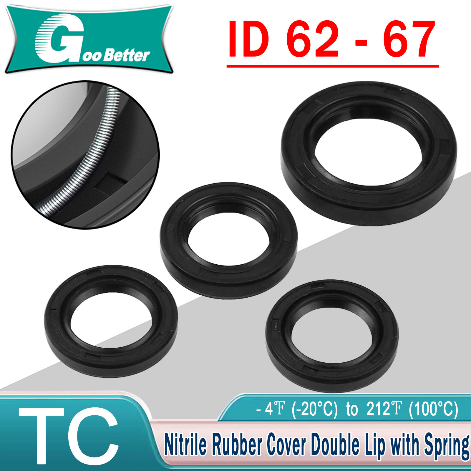 62 63 64 65 66 67mm ID Rubber Double Lip TC Oil Shaft Seal for Car Automotive