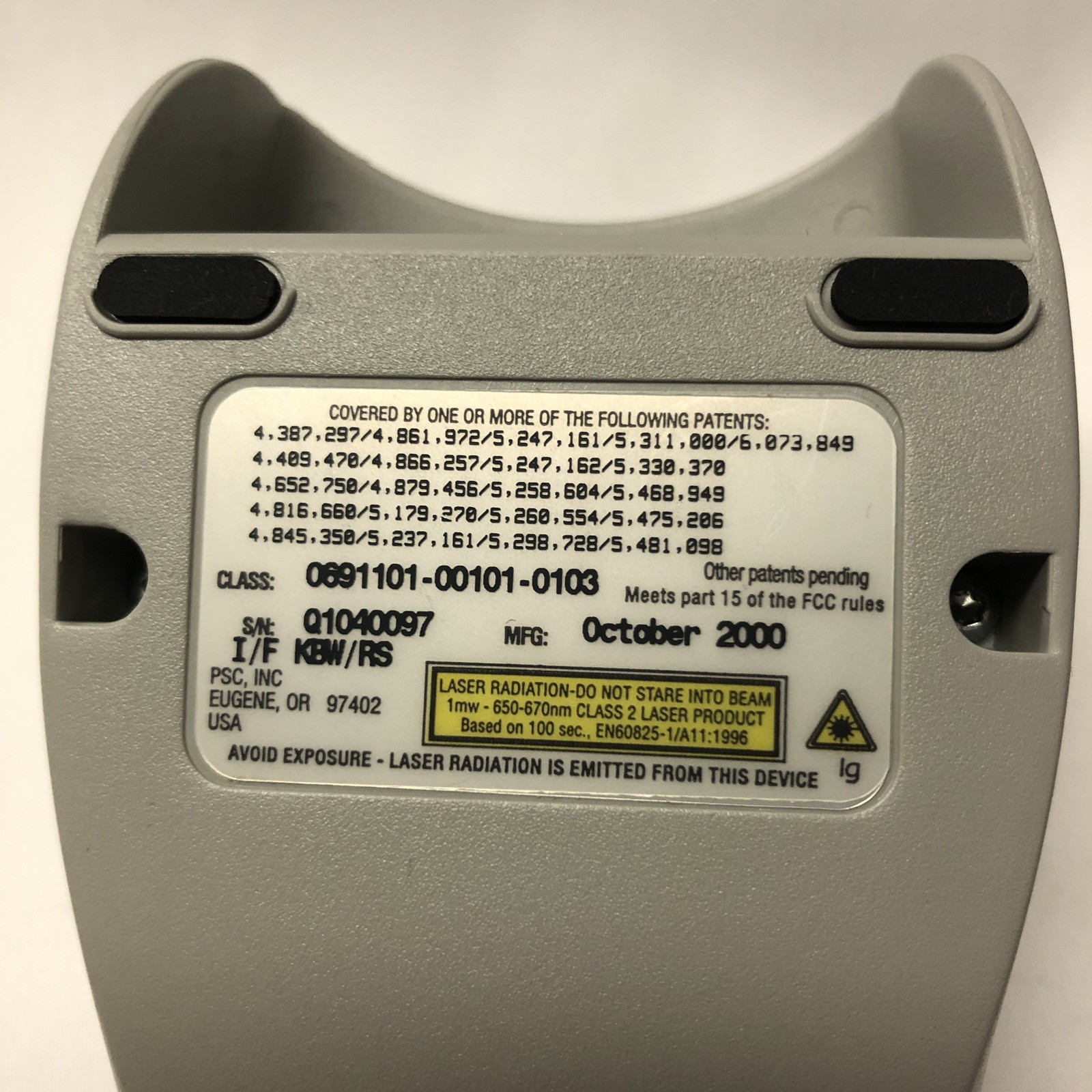 PSC QuickScan QS1000 Handheld Bar Code Scanner 1mw 650-670nm Class 2 Laser