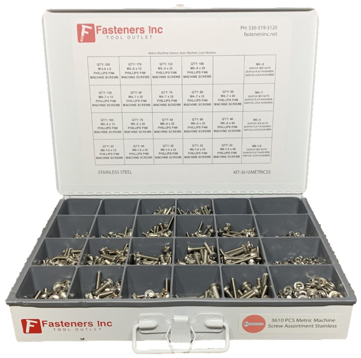 3,610 PIECE ASSORTMENT Metric Stainless Steel Philips Pan Head Machine Screws
