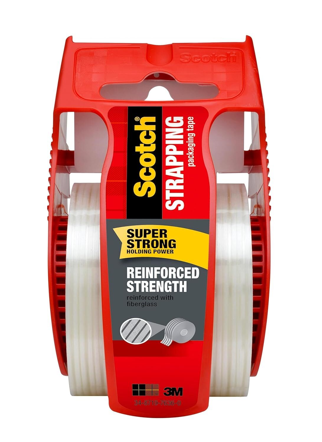 Scotch Reinforced Strength Shipping Strapping Tape 50-3M with Dispenser1.88x 360