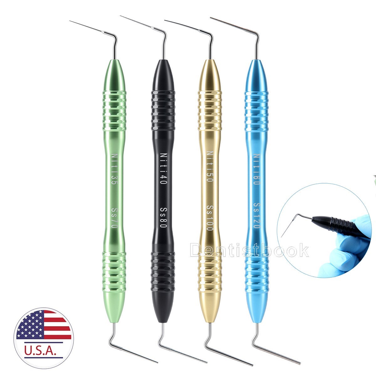  4pcs/kit Dental Endodontic Endo Condenser Gutta Percha Hand Plugger Set NITI