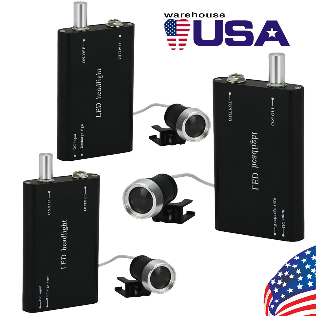 3X Dental Medical LED Head Light Rechargeable Battery Portable Headlight UPS