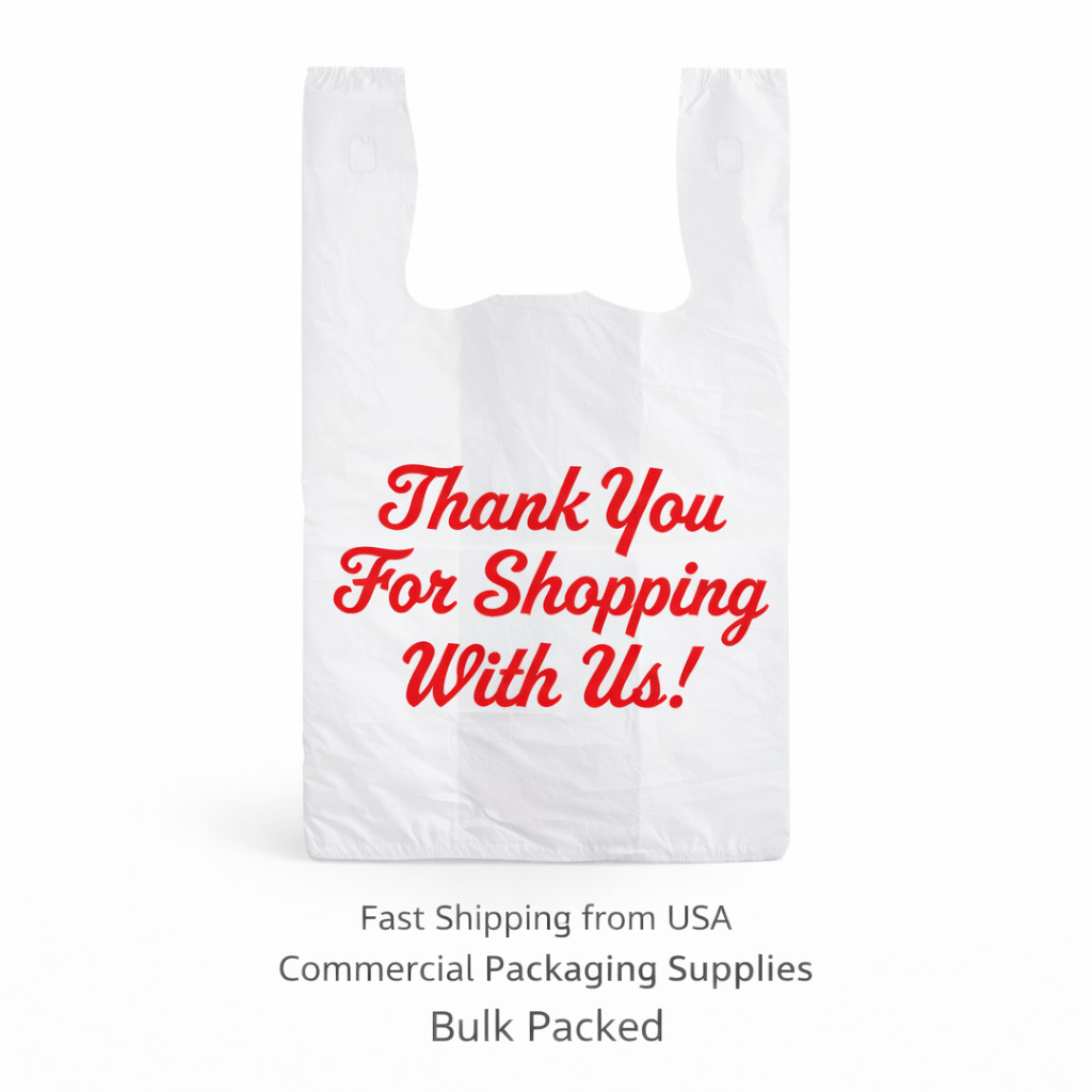 Bags 1/5 Large 23 x 13 x 8″ Thank You” T-Shirt Plastic Grocery Shopping Bags