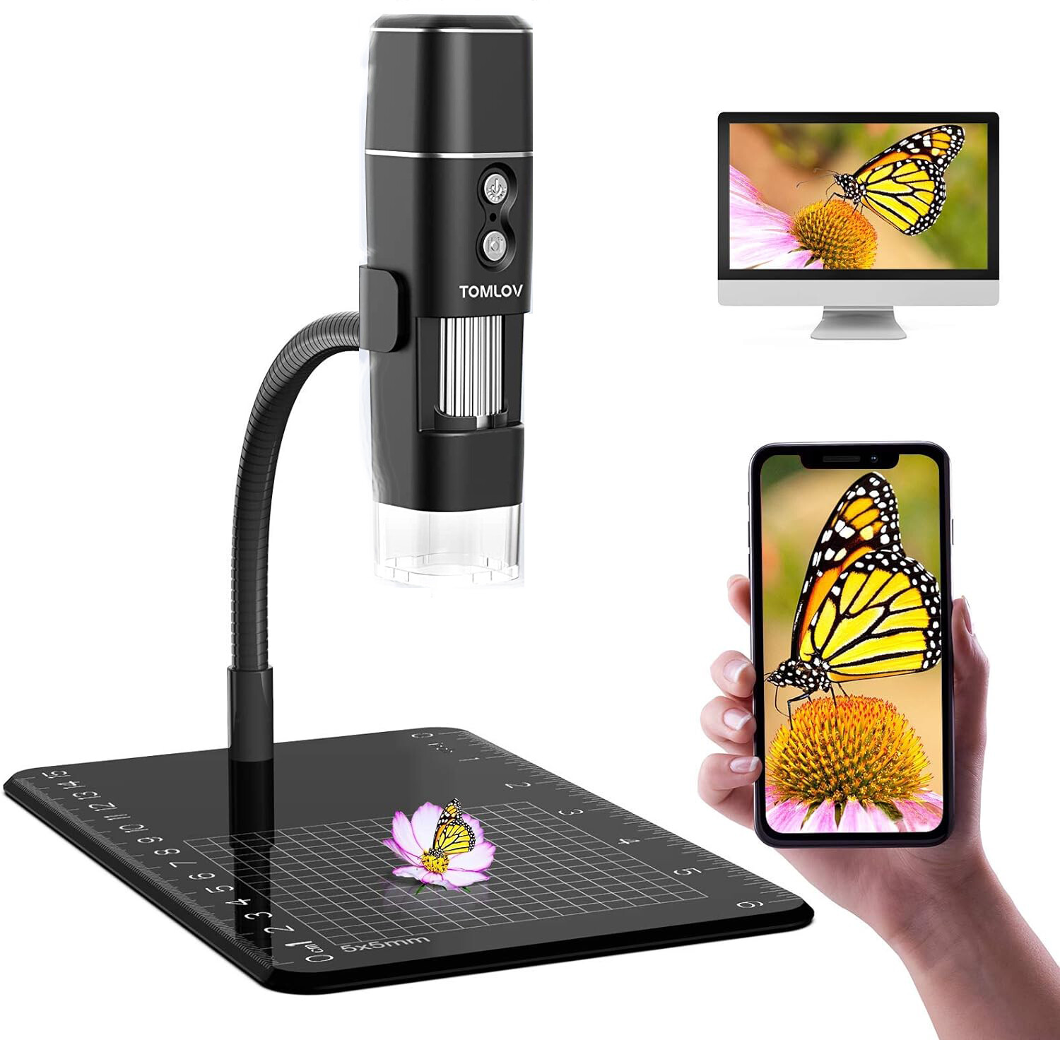 TOMLOV Wireless Digital Microscope 1000X Magnification Wifi Portable Coin Scope