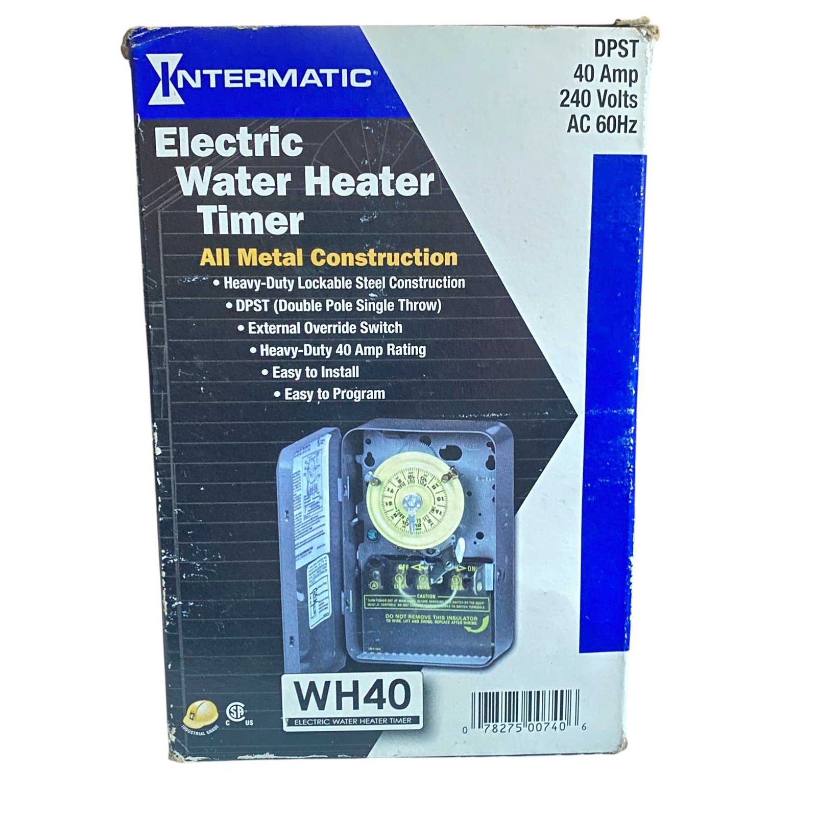 Intermatic WH40 Electric Water Heater Timer DPST 40 Amp 240V AC 60Hz Heavy Duty