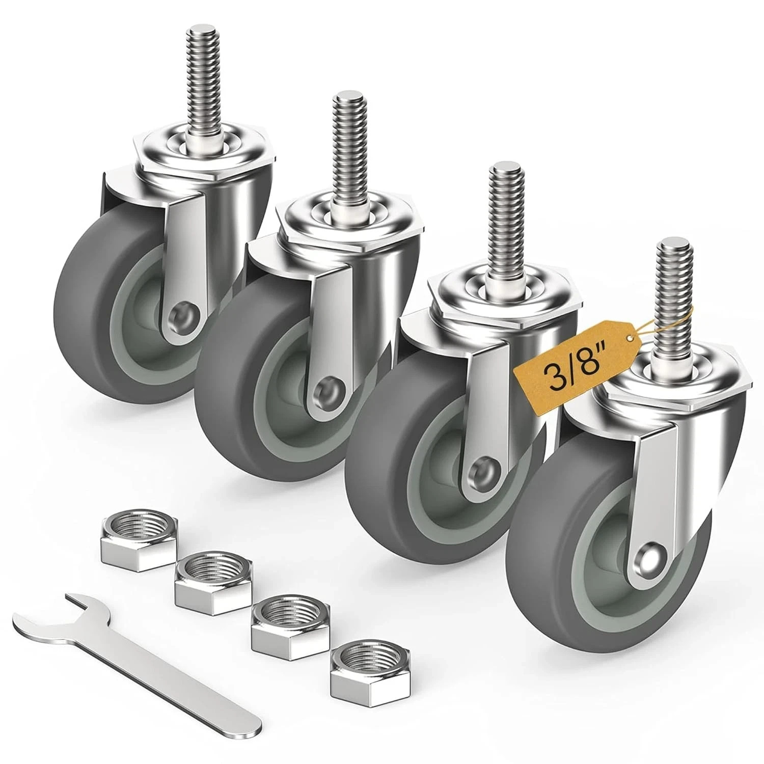 3 Inch Caster Wheels Threaded Stem Casters Set of 4 Heavy Duty Swivel Wheel NEW*