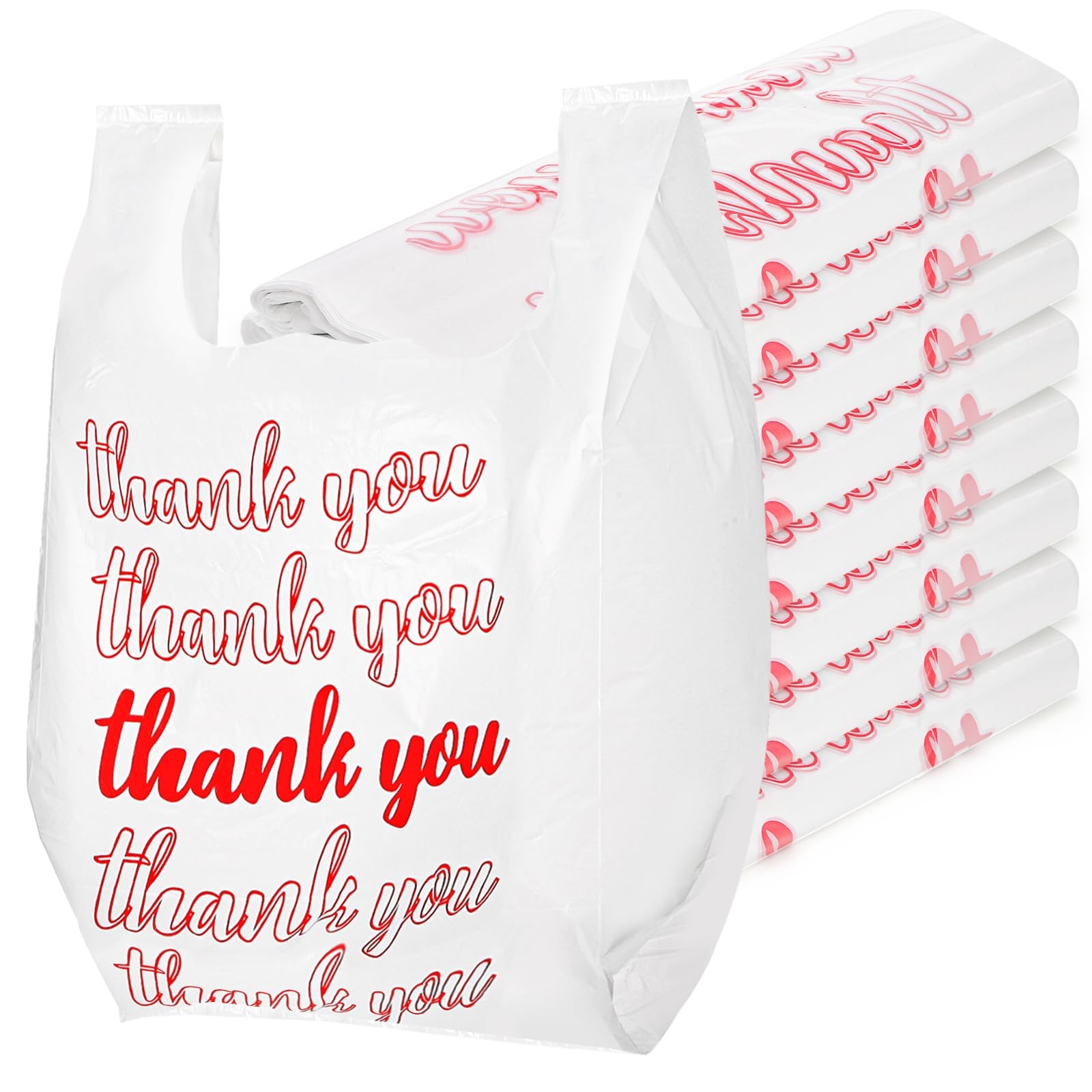 Lawei 500 Count Thank You Bags Reusable Grocery Bag – 13 x 7 x 21 Plastic T-Shir
