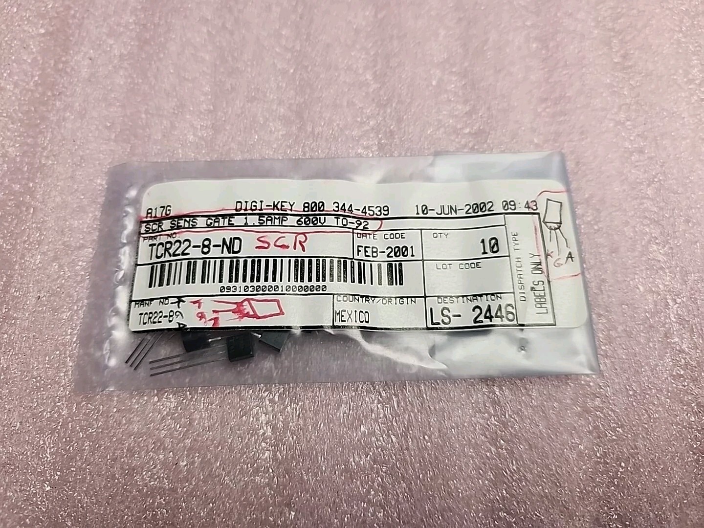 10PCS TCR22-8RP LITTELFUSE 200uA 1.5A TO-92 TRIACs ROHS
