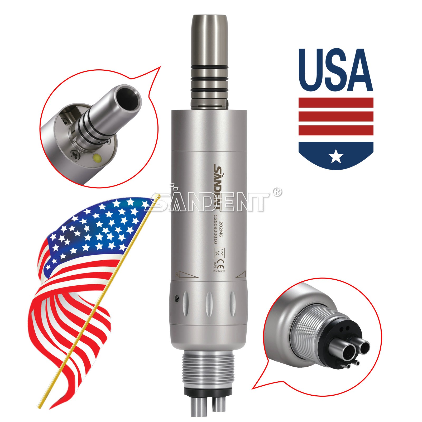 1-5 Dental Inner Water E-generator LED Low Speed Air Motor Handpiece 4 Hole po
