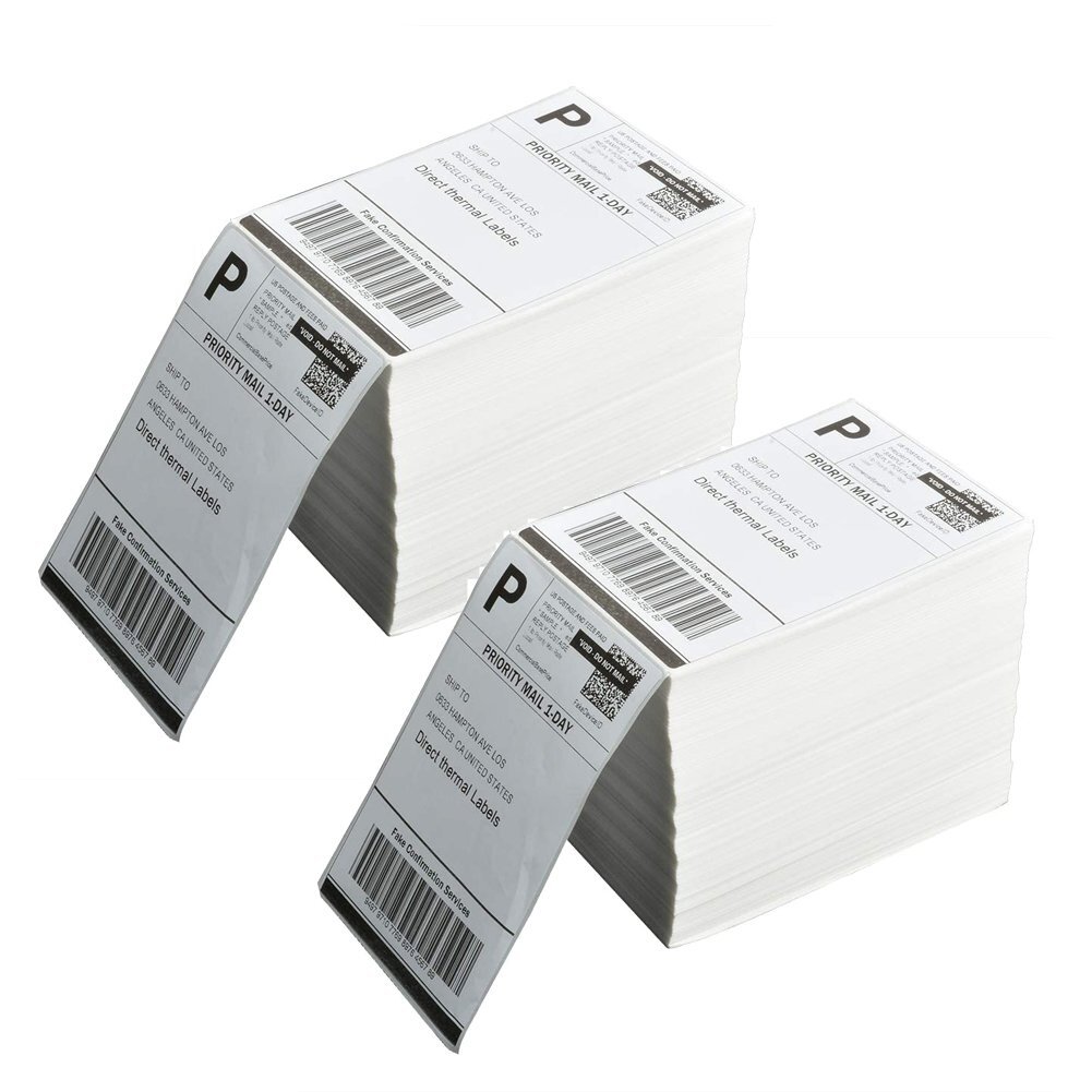 1000 Fanfold 4×6 Direct Thermal Shipping Labels Perforated for Zebra and Rollo
