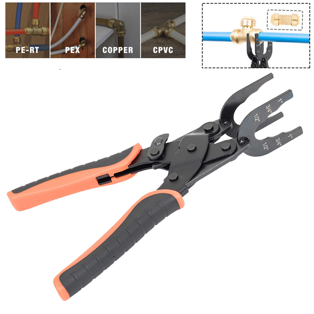 3 IN 1 Disconnect Tong Tool for Push to Connect Fittings PEX Brass Removal Tool