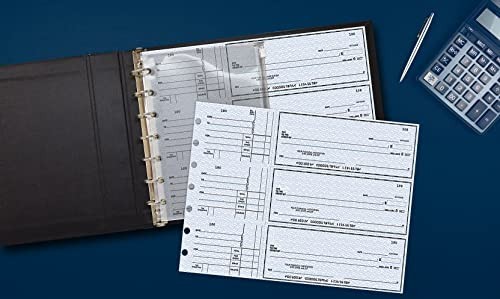 Executive Check Binder with Zipper Pouch, 7 Ring, Padded Black Cover, Holds 600