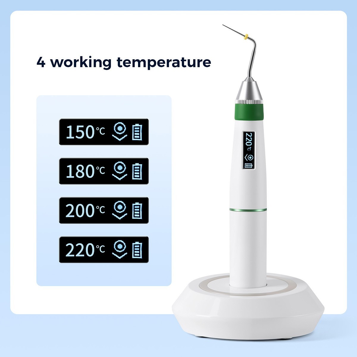 Dental Cordless Gutta Percha Obturation System Endo Heated Pen/Hand Plugger Tips
