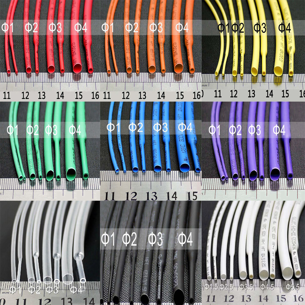 Φ0.6mm-5mm 2:1 Heat Shrink Shrinkable Heatshrink Tube Tubing Wire Sleeving