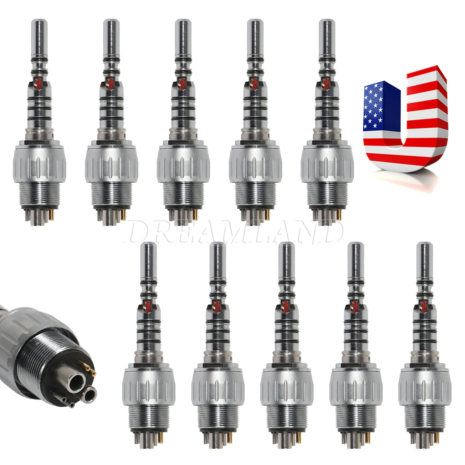 1-10 * Dental Fiber Optic High Speed Handpiece/ 6Hole LED Coupler USA