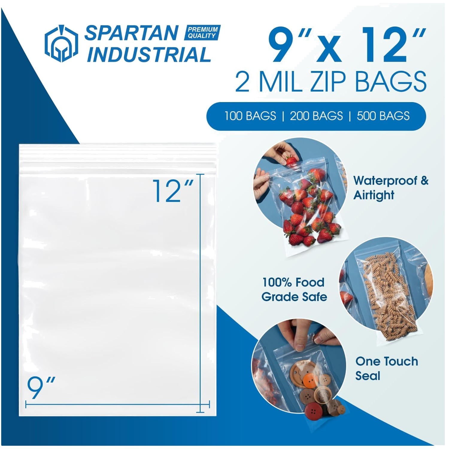 Bulk Pack 9×12 Reclosable Poly Bags – 500 Count