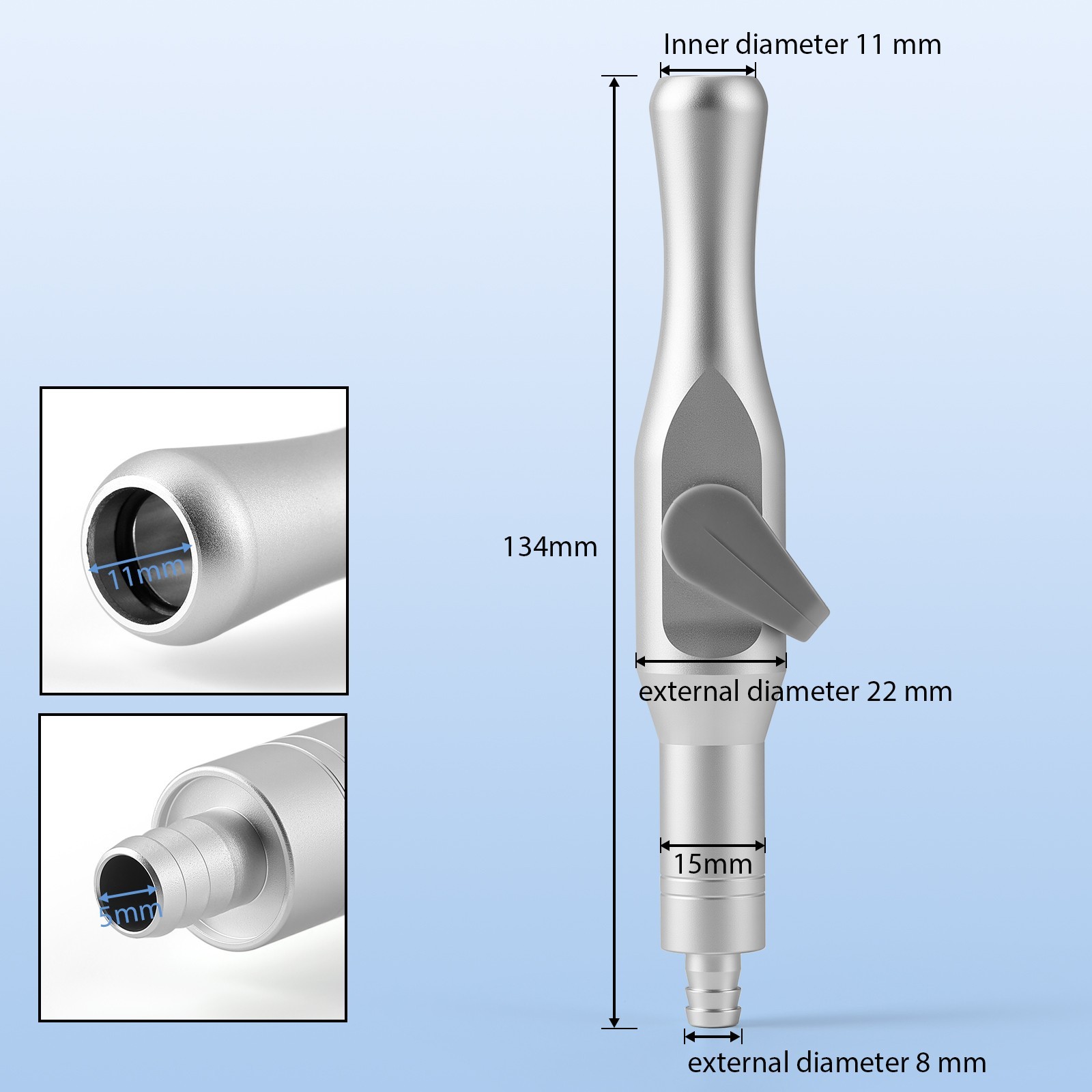 JMU Reusable Dental HVE Saliva Ejector Valve Aluminum SE Suction Handle MSS-1 MW