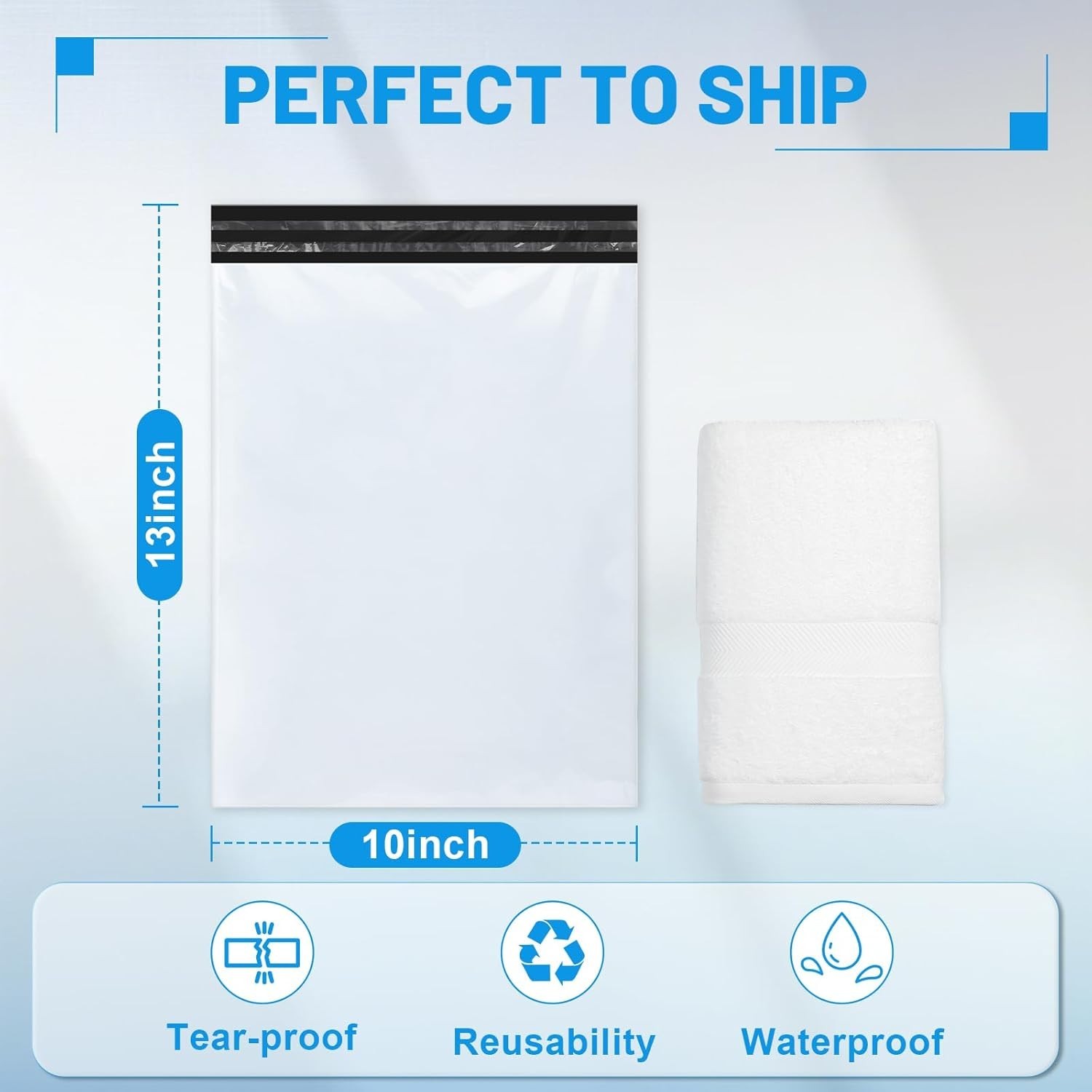 50 Pcs Poly Mailers Shipping Bags 10×13 Inch Packaging Clothes Polymailers