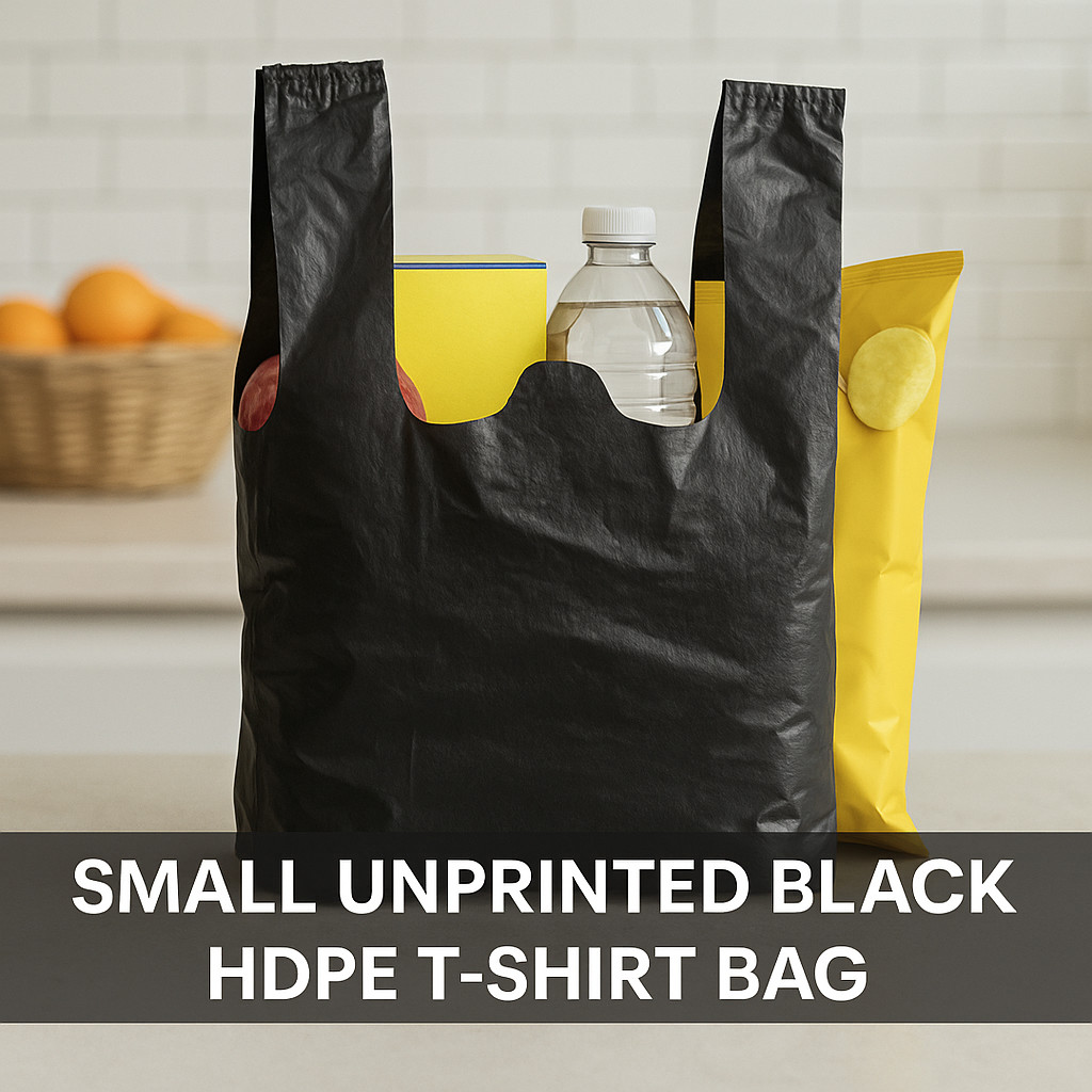 Bags 1/10 Small 8 x 4 x 15 BlackT-Shirt Plastic Grocery Shopping Bags