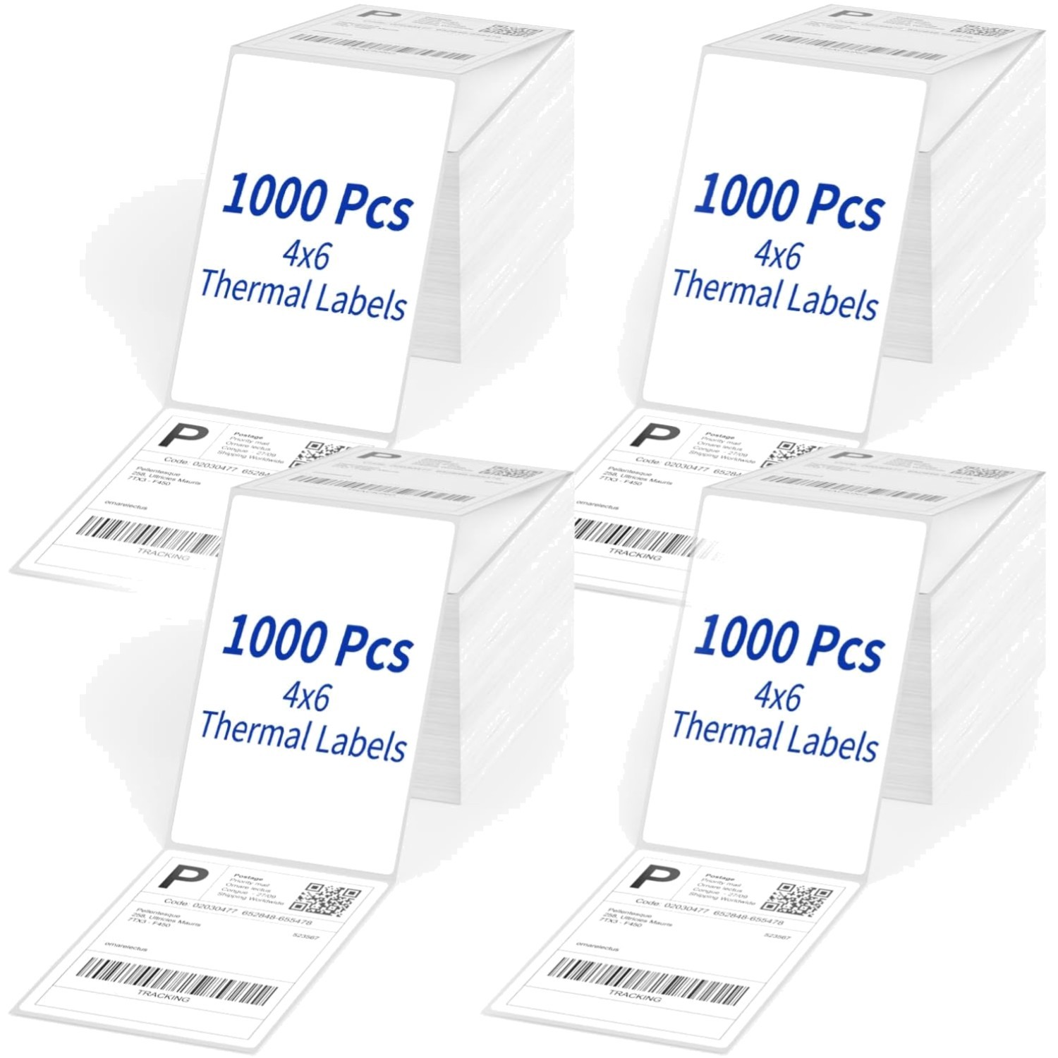 4″ x 6″ Direct Thermal Labels, 4000 Fanfold Shipping Labels with Perforated L…