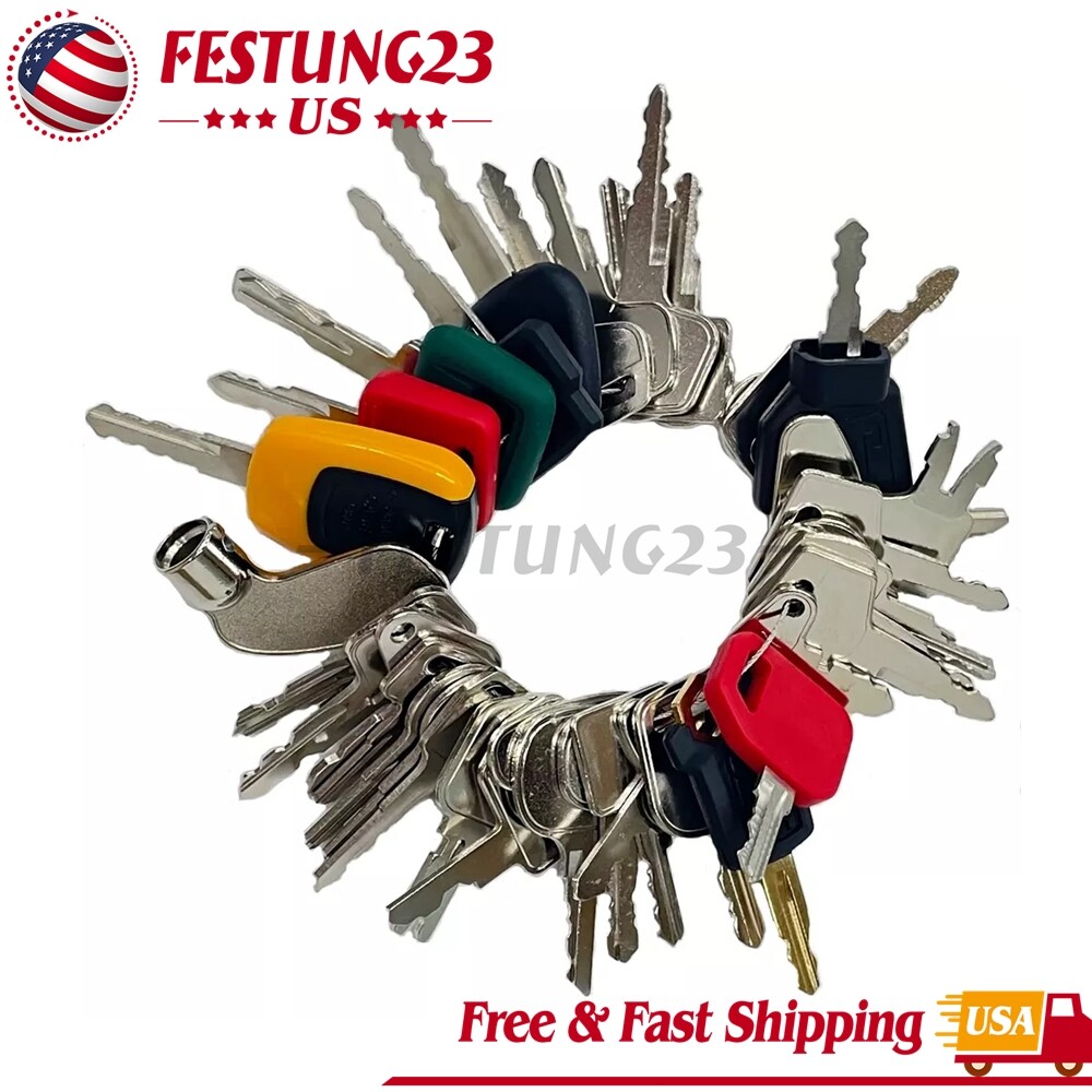 41 Heavy Equipment Keys Set For JD Case Cat Komatsu JCB Kubota Bobcat JLG Volvo