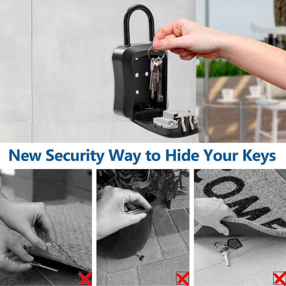 Lockbox Key Lock Box For Outside-Combination For House Key-Portable/Wall Mounted