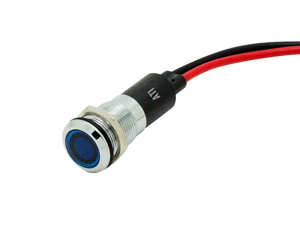 Alpinetech 12mm 12V DC LED Metal Indicator Pilot Light Lamp Chrome Bezel