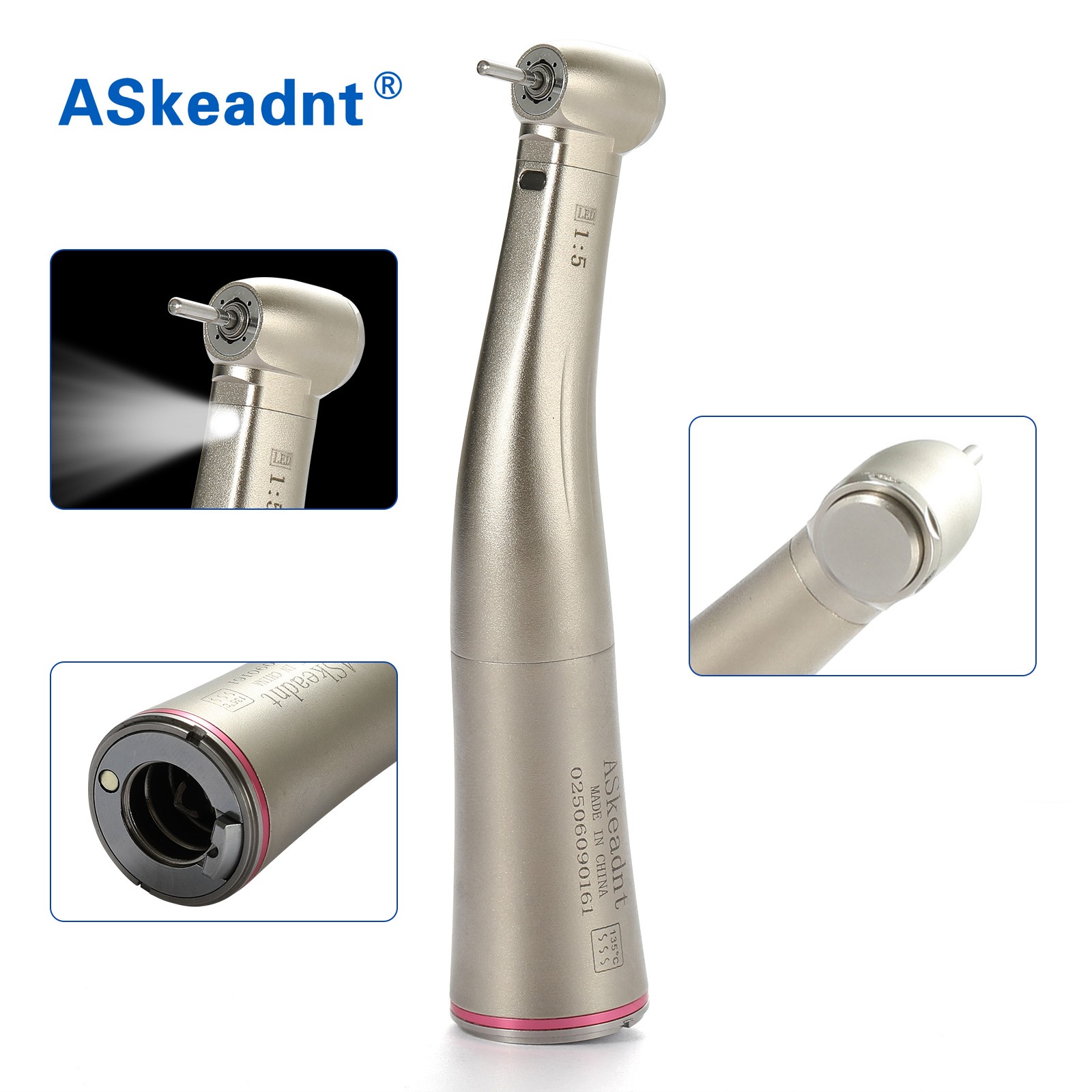 NSK Style Dental LED 45° Degree Surgical High Speed Handpiece Push Button 4 Hole