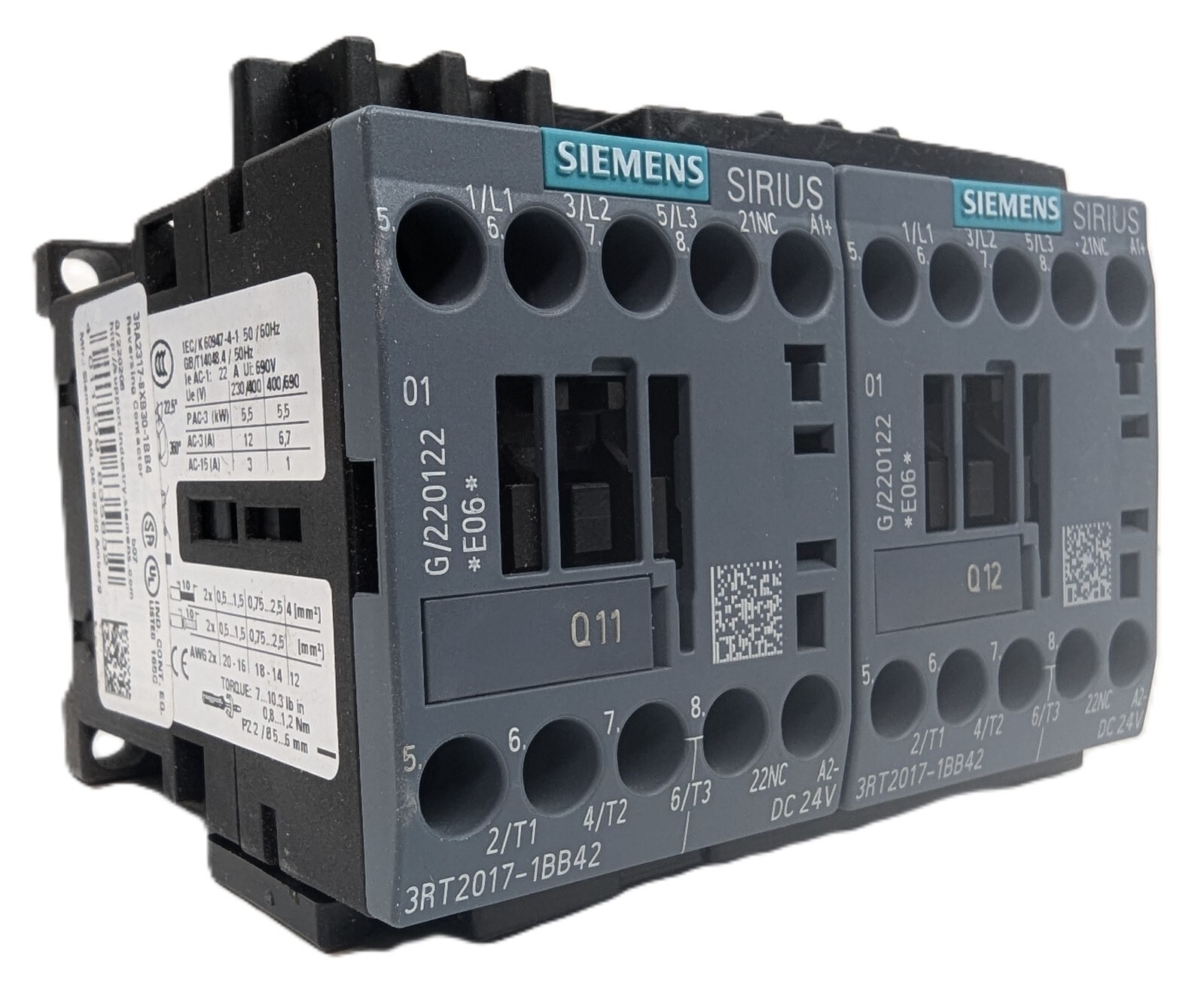 Siemens 3RA2317-8XB30-1BB4 3PST-NO Reversing Contactor SIRIUS 24Vdc Coil 12A NEW