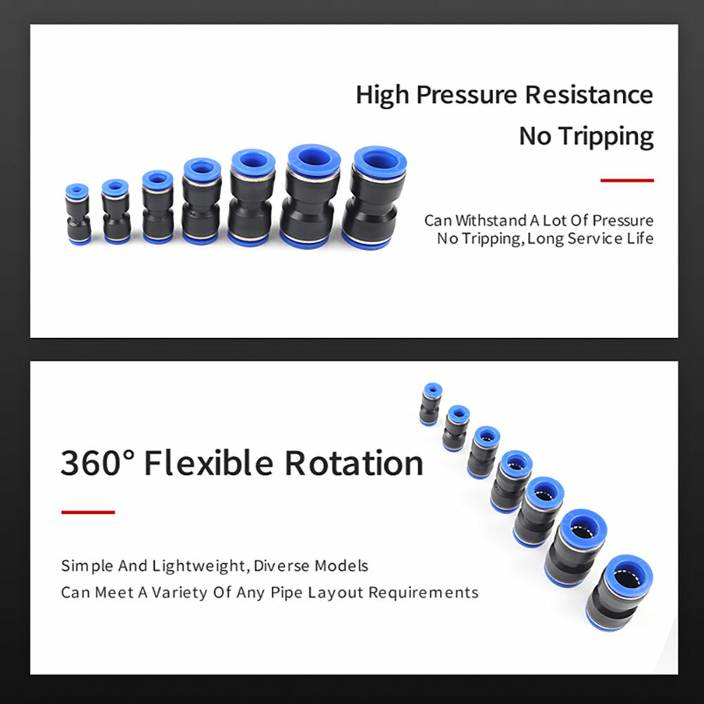4/6/8/10/12/14/16mm Tube OD Air Pneumatic Fitting PU Straight Push In Connector#