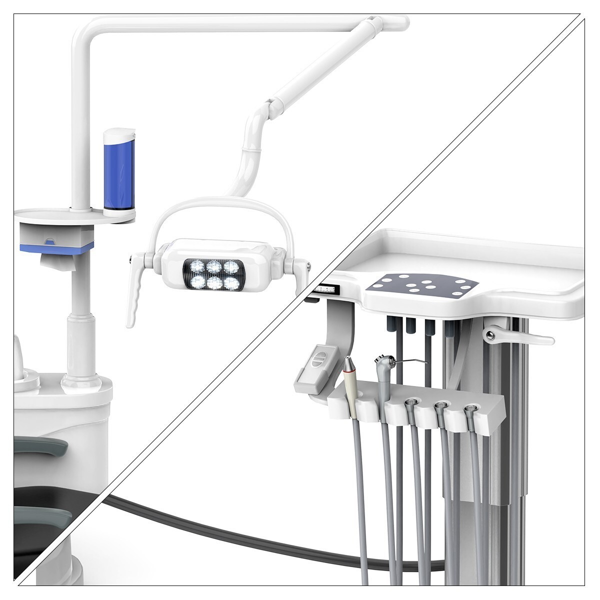 FDA Dental Chair Unit Computer Control Liftable Trolley / Delivery Unit Cart