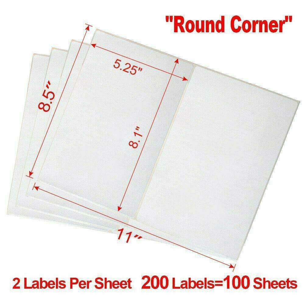 4000 Mailing Shipping Labels 8.5″x5.5″ Round Corner Half Sheet Self Adhesive USA
