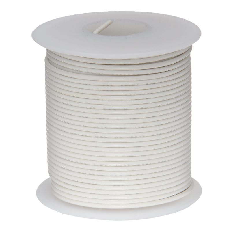 22 AWG Gauge Solid Hook Up Wire White 25 ft 0.0253″ UL1007 300 Volts