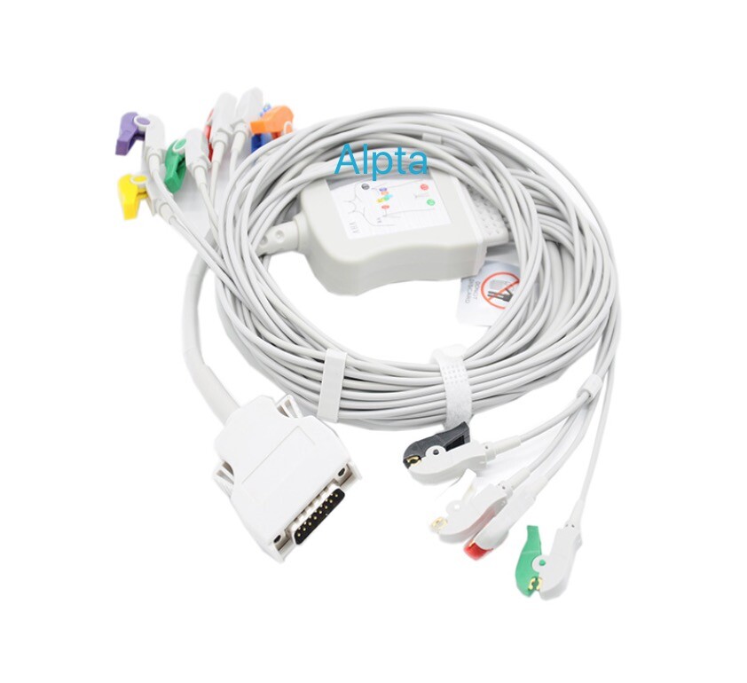 Mortara ELI 350 10leads ECG EKG Cable15pins Pinch Compatible