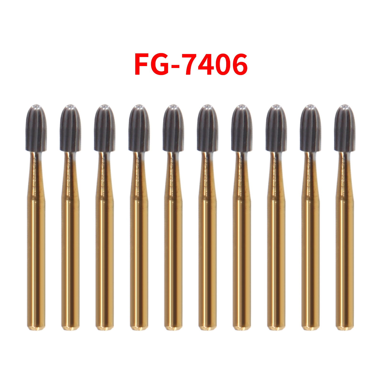 10 Pcs Dental Carbide Trimming & Finishing Burs FG7404/7406/7408