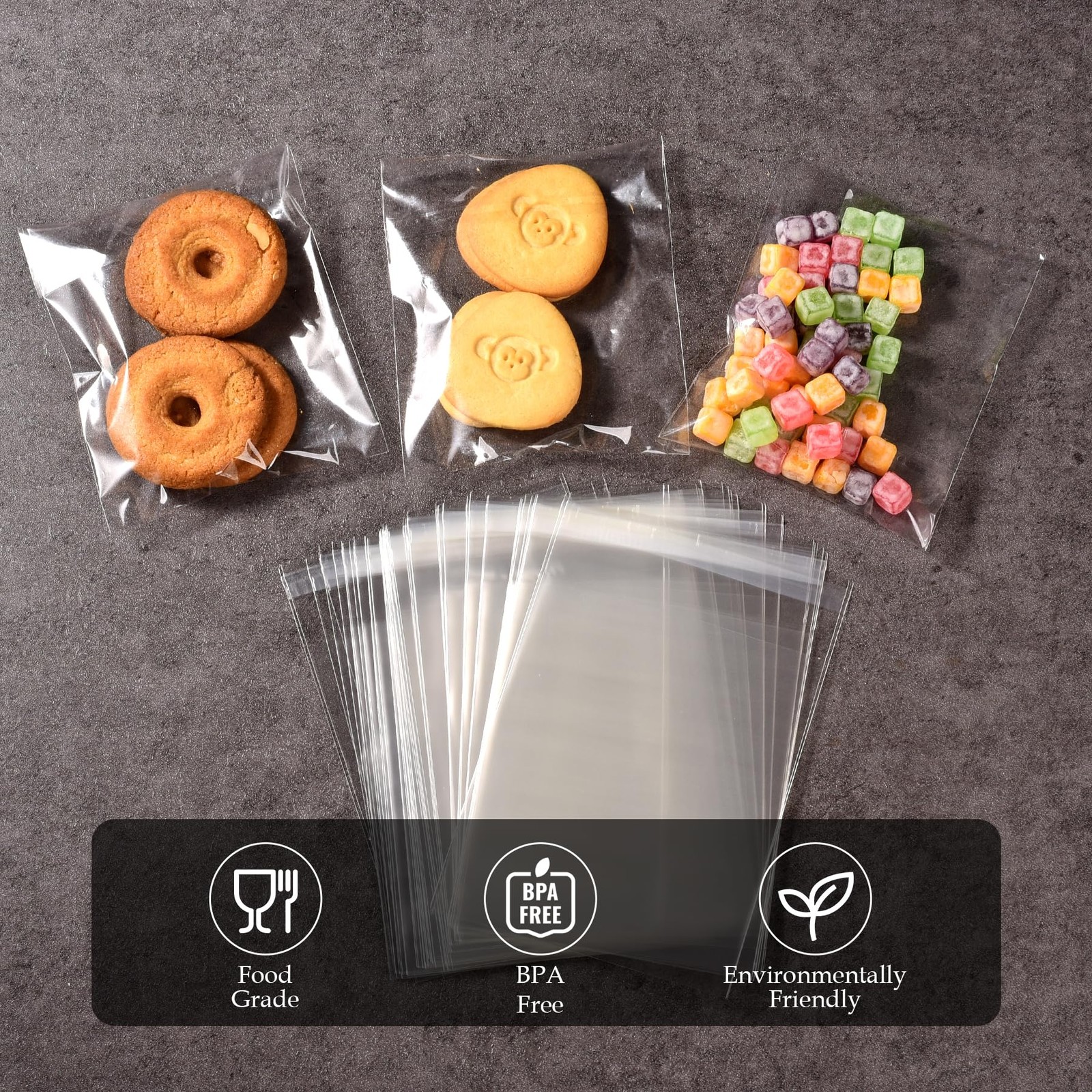 300 PCS 4×6 Inches Clear Self Sealing Cellophane Bags, Resealable Cookie Bags…