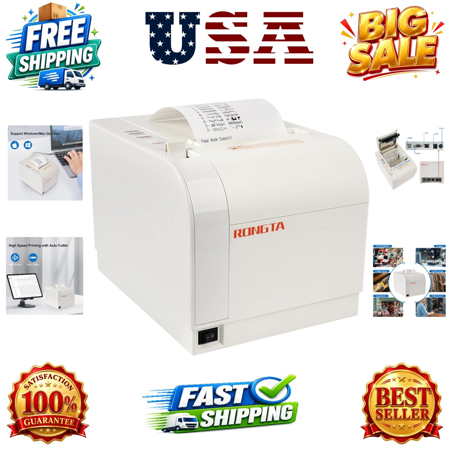 Thermal Receipt Printer, 80mm Receipt Printers, Thermal Pos Printer with Auto…