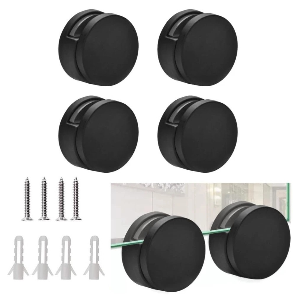 Zinc Alloy Black Mirror Holders 4pcs for 3mm to 5mm Glass Installation