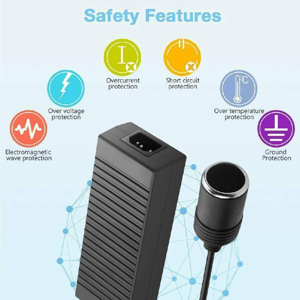 AC to DC Converter 120V to 12V 10A 120W Car Cigarette Lighter Adapter Charger