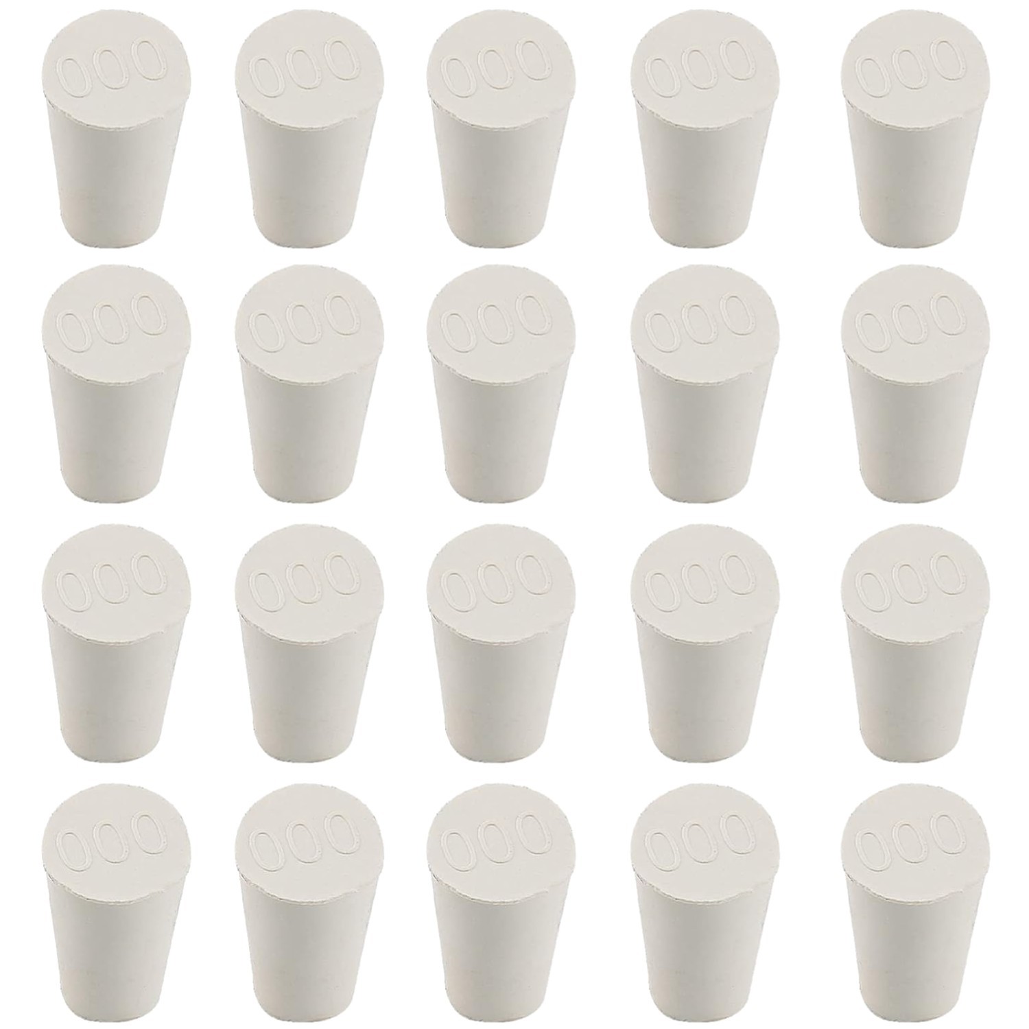 20 Pcs White Rubber Stoppers Tapered Lab Plugs Dia. 13mm x 8mm Height 17mm