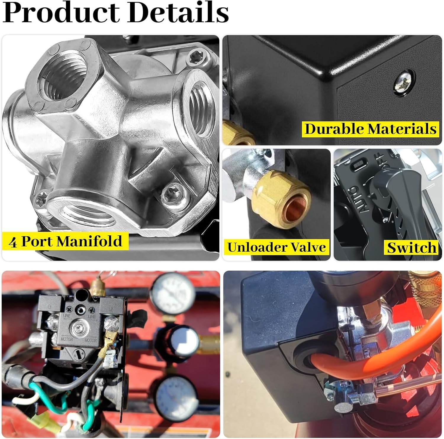 23474570 Pressure Switch Two Stage Compressor 5-7.5 HP 135-175 PSI for Ingers…