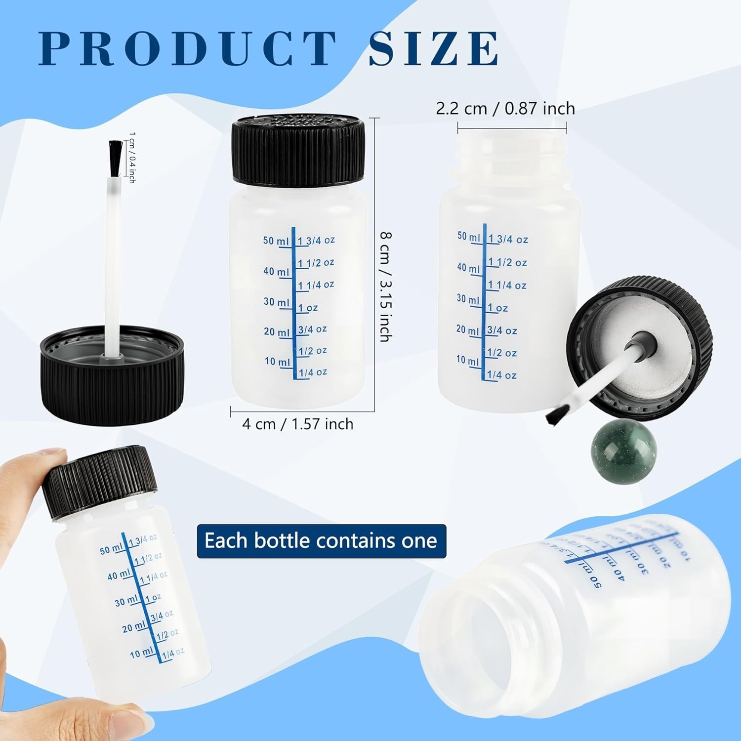 75 Pcs 2 Oz Paint Touch Up Bottles with Brush Applicator Child Safe Lids Touch U