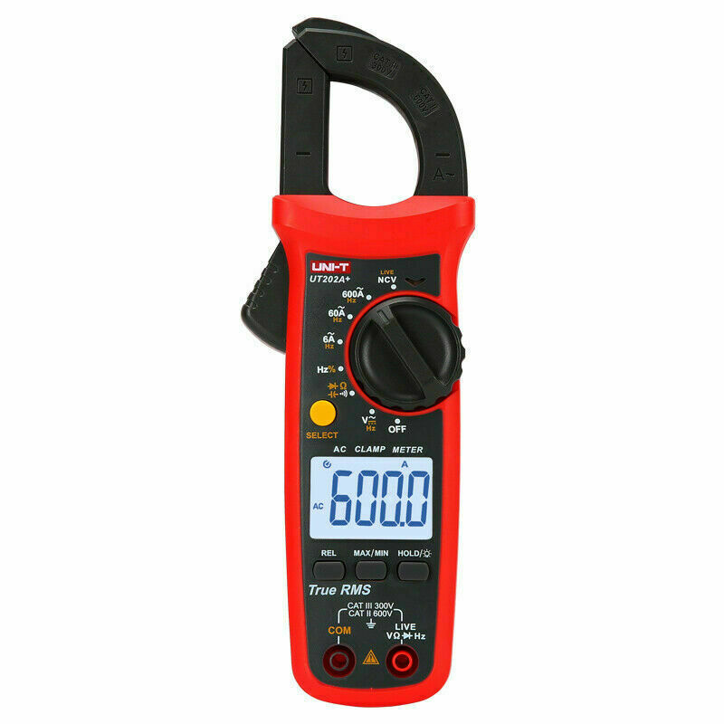 UNI-T UT202A+ Data Hold 600A DC/AC Voltage AC Current Resistance Clamp Meter