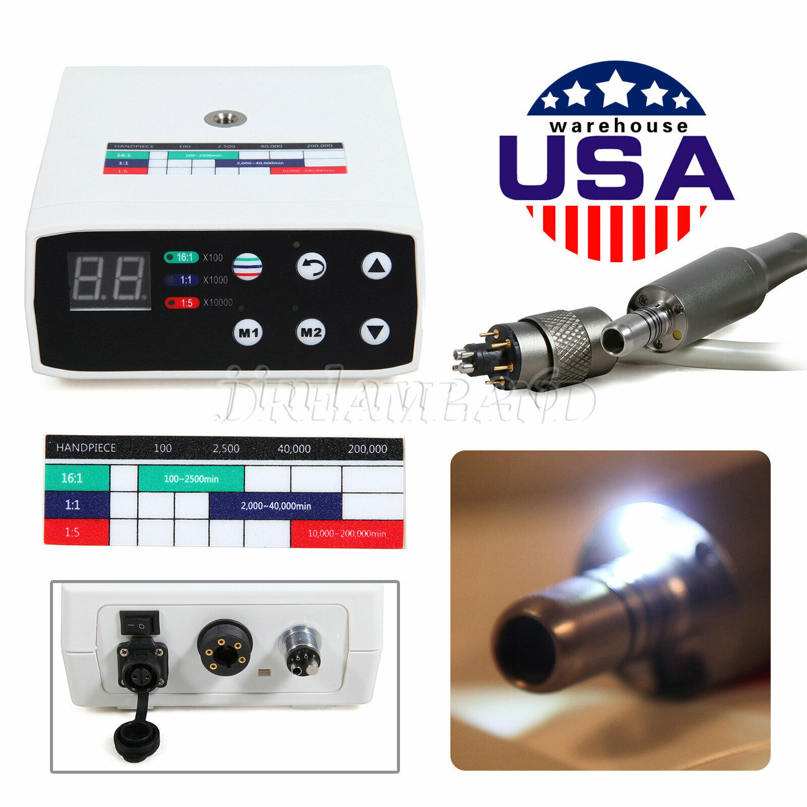 Dental Brushless Electric Micro Motor/1:5 increasing Fiber OpticHandpiece